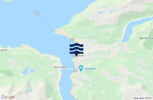 Karte der Gezeiten Sykkylven, Norway