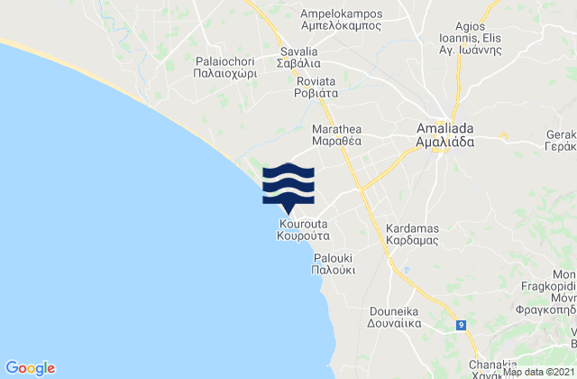 Karte der Gezeiten Synoikismós Chavaríou, Greece