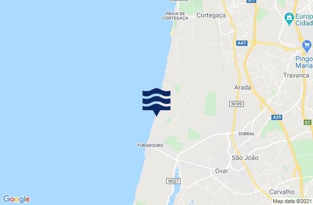 Karte der Gezeiten São João, Portugal