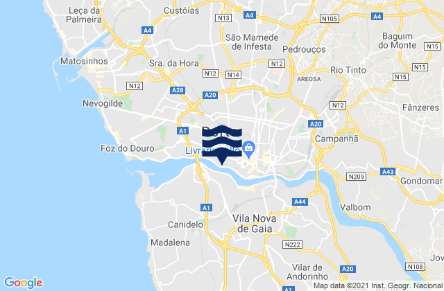 Karte der Gezeiten São Mamede de Infesta, Portugal