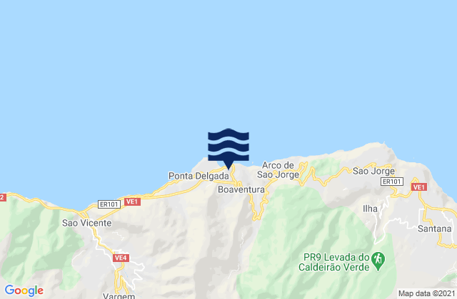 Karte der Gezeiten São Vicente, Portugal
