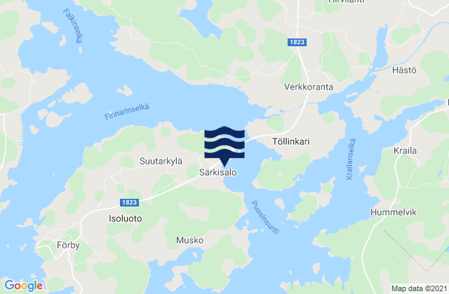 Karte der Gezeiten Särkisalo, Finland