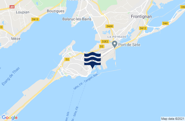 Karte der Gezeiten Sète, France