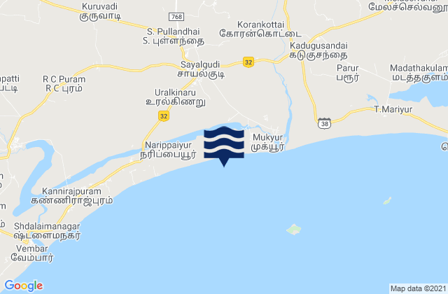 Karte der Gezeiten Sāyalkudi, India