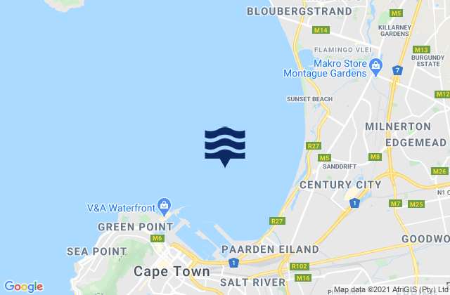 Karte der Gezeiten Table Bay, South Africa