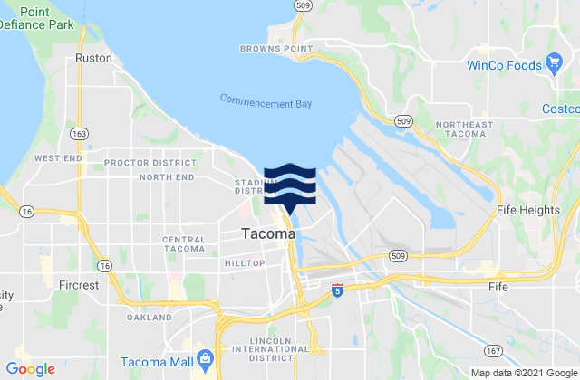 Karte der Gezeiten Tacoma, United States