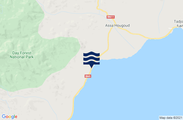 Karte der Gezeiten Tadjourah, Djibouti