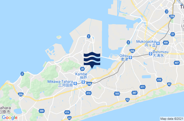 Karte der Gezeiten Tahara, Japan