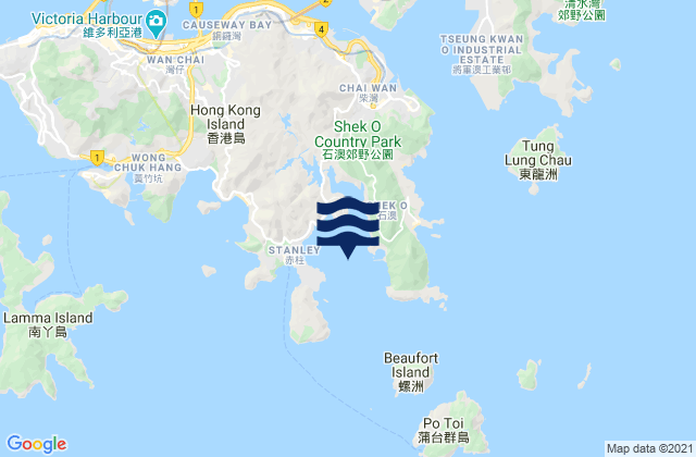Karte der Gezeiten Tai Tam Bay, Hong Kong