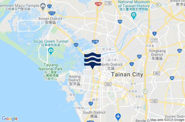 Karte der Gezeiten Tainan City, Taiwan