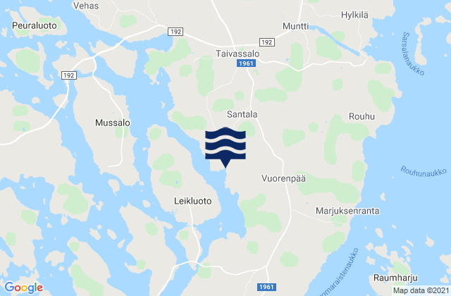 Karte der Gezeiten Taivassalo, Finland