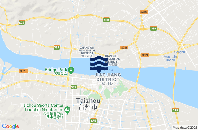 Karte der Gezeiten Taizhou, China