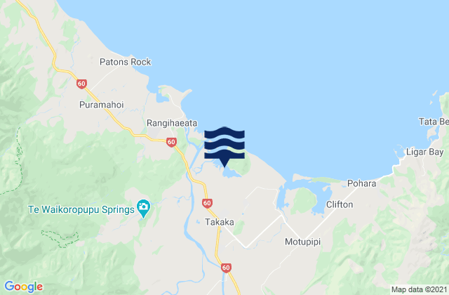 Karte der Gezeiten Takaka, New Zealand