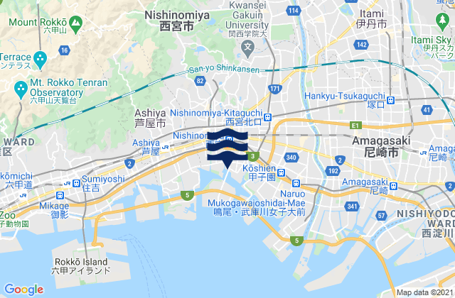 Karte der Gezeiten Takarazuka Shi, Japan