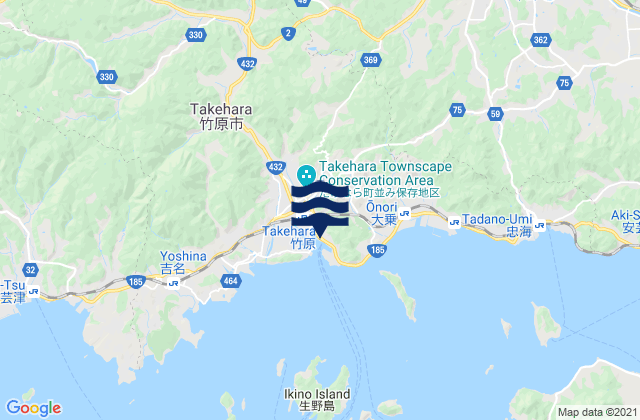 Karte der Gezeiten Takehara, Japan