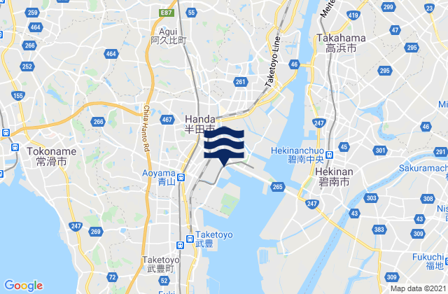Karte der Gezeiten Taketoyo, Japan