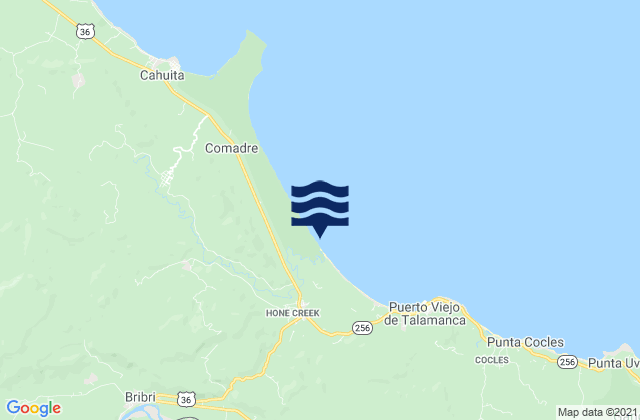 Karte der Gezeiten Talamanca, Costa Rica
