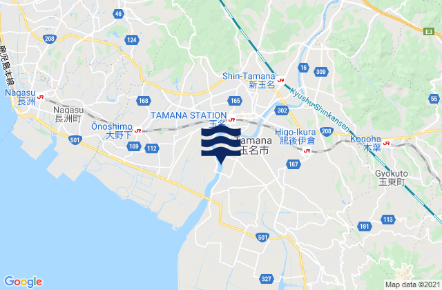 Karte der Gezeiten Tamana-gun, Japan