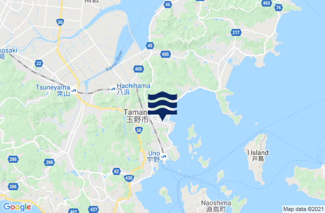 Karte der Gezeiten Tamano Shi, Japan