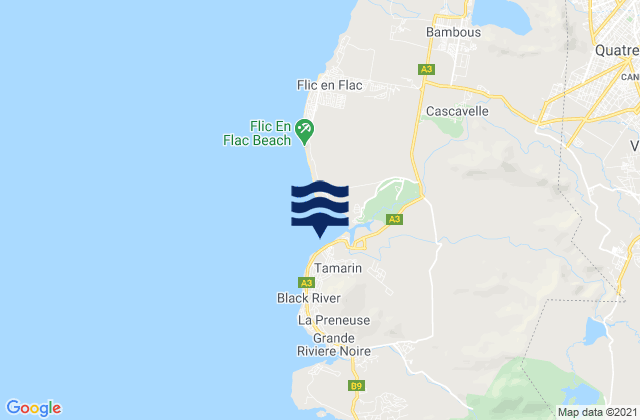 Karte der Gezeiten Tamarin Bay, Reunion