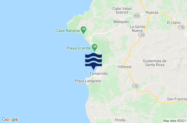 Karte der Gezeiten Tamarindo, Costa Rica