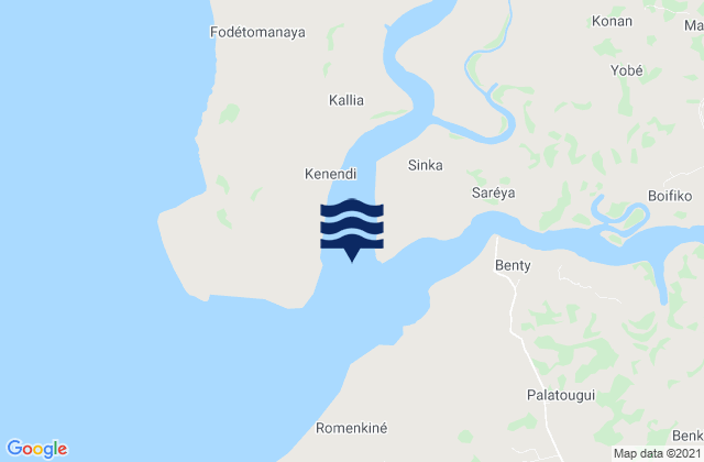 Karte der Gezeiten Tana Island Melikhoure River, Guinea