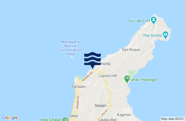 Karte der Gezeiten Tanapag Harbor Saipan Island, Northern Mariana Islands