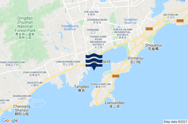 Karte der Gezeiten Tangdao Wan, China