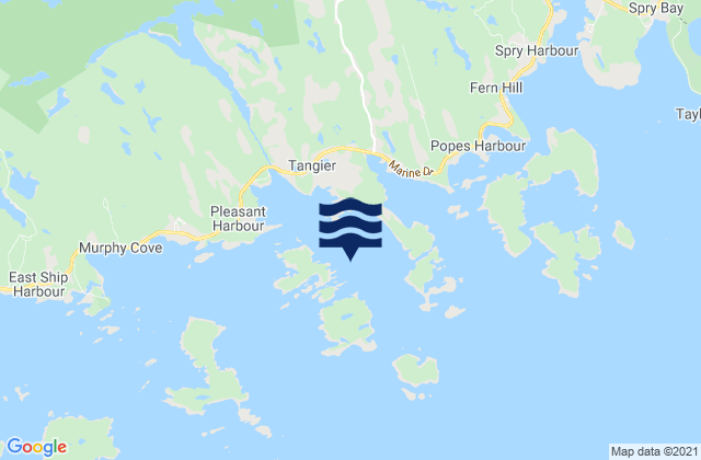 Karte der Gezeiten Tangier Harbour, Canada