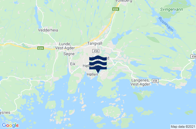 Karte der Gezeiten Tangvall, Norway