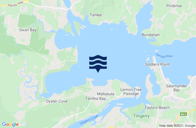 Karte der Gezeiten Tanilba Bay, Australia