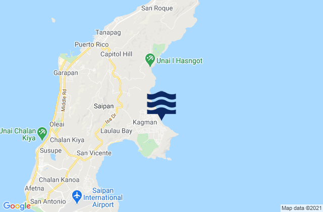 Karte der Gezeiten Tank Beach, Northern Mariana Islands