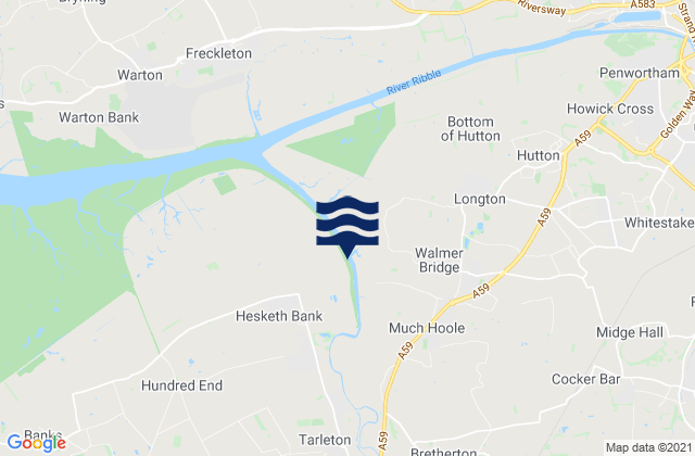Karte der Gezeiten Tarleton, United Kingdom
