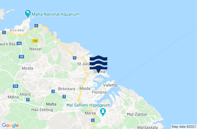 Karte der Gezeiten Tas-Sliema, Malta