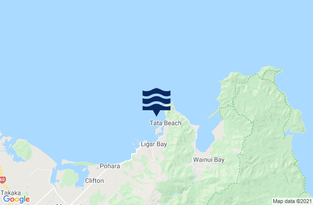 Karte der Gezeiten Tata Beach, New Zealand
