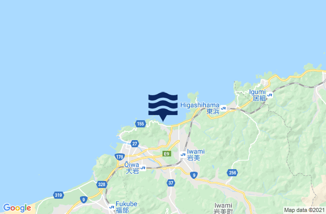 Karte der Gezeiten Taziri, Japan