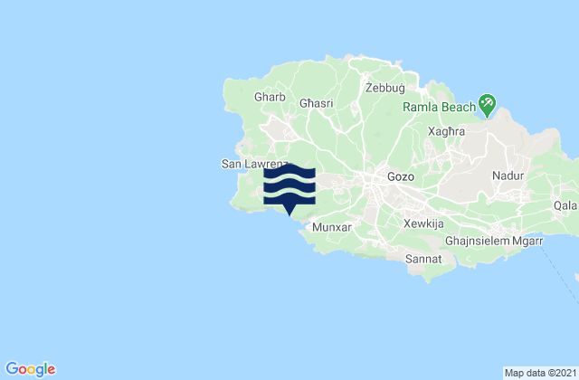 Karte der Gezeiten Ta’ Kerċem, Malta