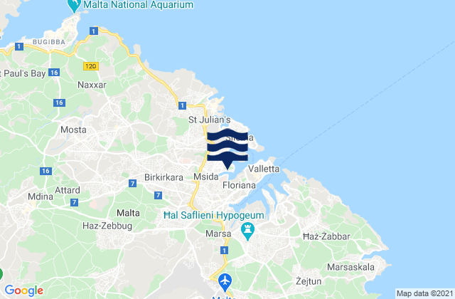 Karte der Gezeiten Ta’ Xbiex, Malta