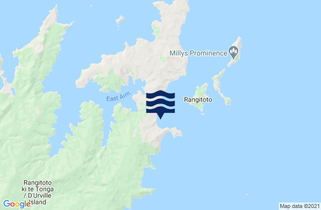 Karte der Gezeiten Te Akau (Black Beach), New Zealand