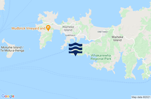 Karte der Gezeiten Te Akau o Hine, New Zealand