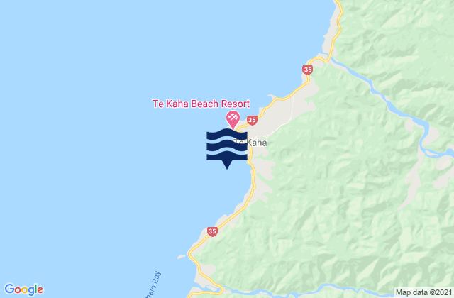 Karte der Gezeiten Te Kaha, New Zealand