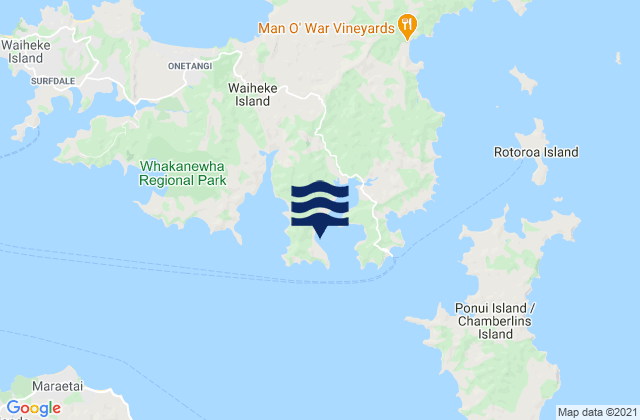 Karte der Gezeiten Te Matuku Bay (McLeods Bay), New Zealand
