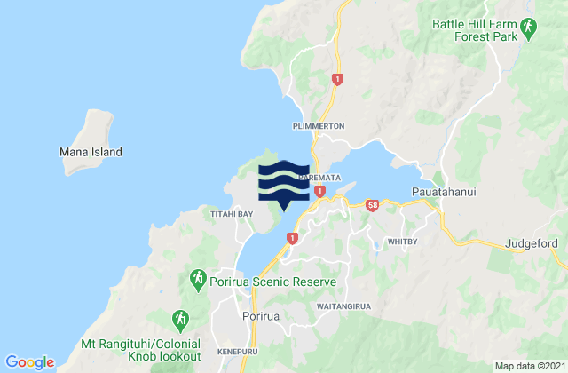 Karte der Gezeiten Te Onepoto Bay, New Zealand