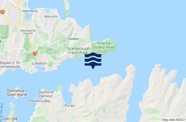 Karte der Gezeiten Te Pohue/Camp Bay, New Zealand