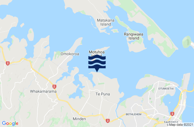 Karte der Gezeiten Te Puna Beach, New Zealand
