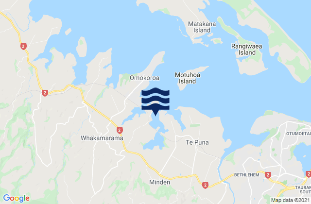 Karte der Gezeiten Te Puna Estuary, New Zealand