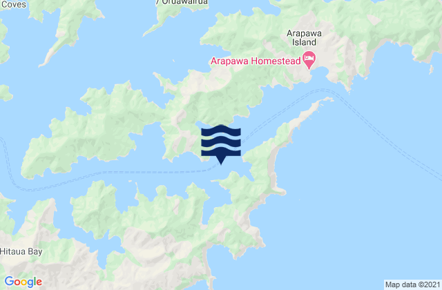 Karte der Gezeiten Te Rua Bay, New Zealand
