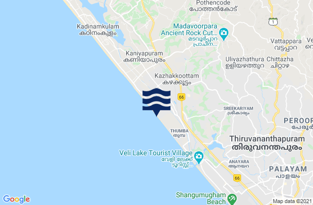 Karte der Gezeiten Technopark, India