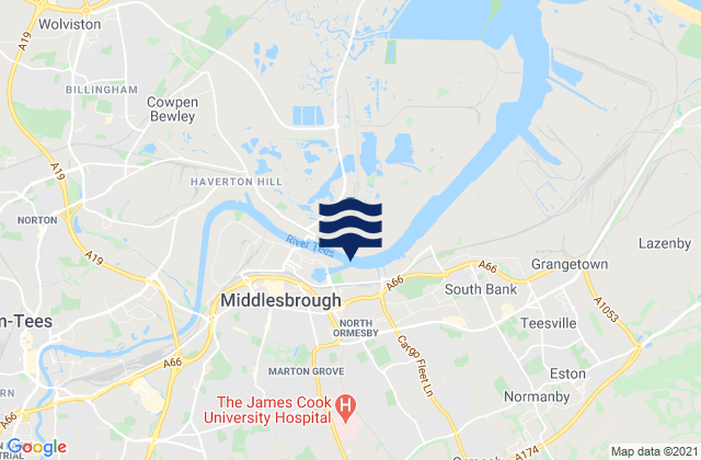 Karte der Gezeiten Tees (Newport) Bridge, United Kingdom