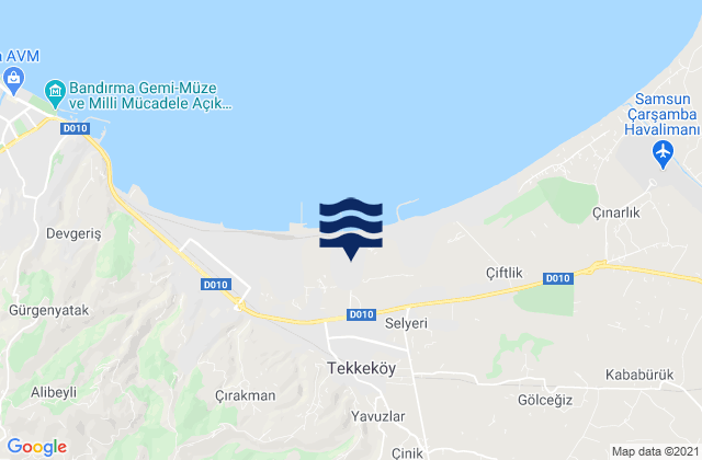 Karte der Gezeiten Tekkeköy, Turkey